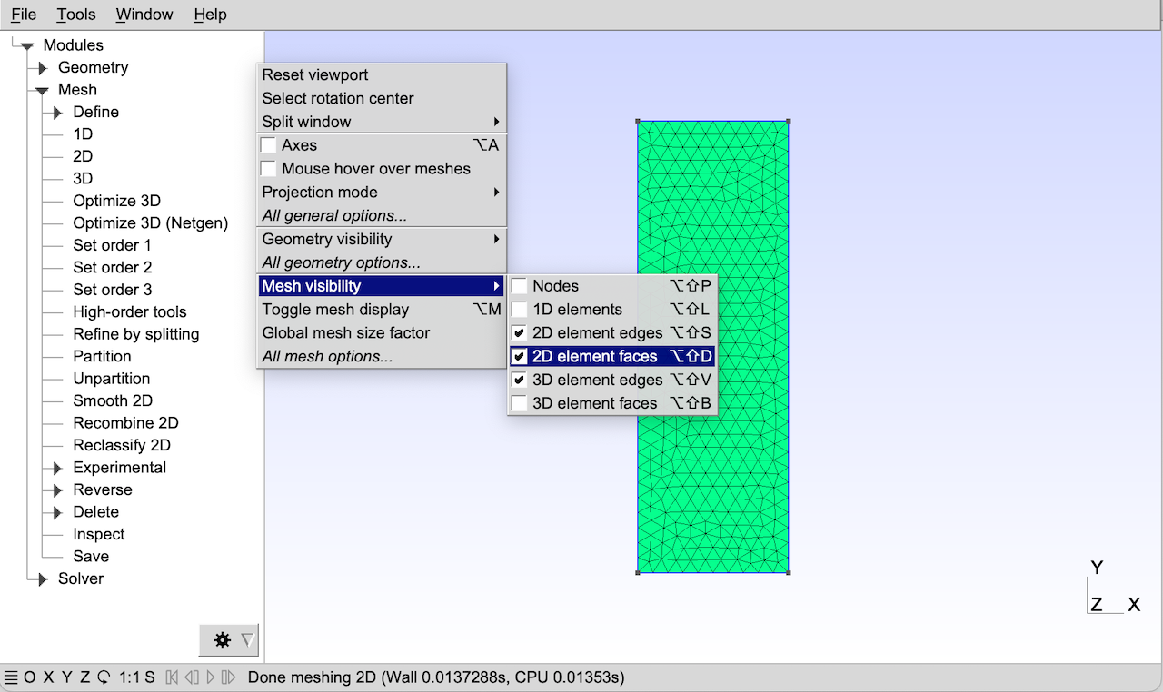 Meshing in the GUI